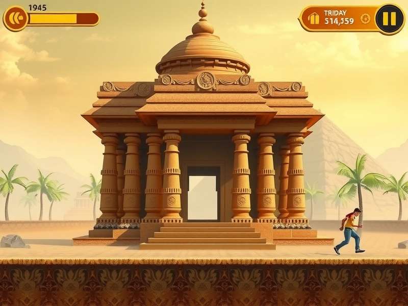 Modhera Temple Runner gameplay screenshot showing ancient temple environment