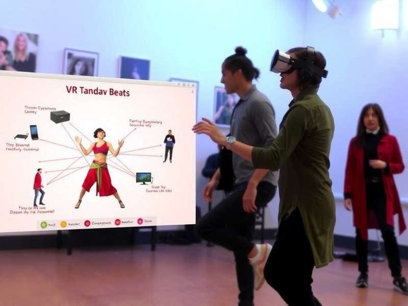 VR Tandav Beats gameplay showing dancer in virtual reality headset