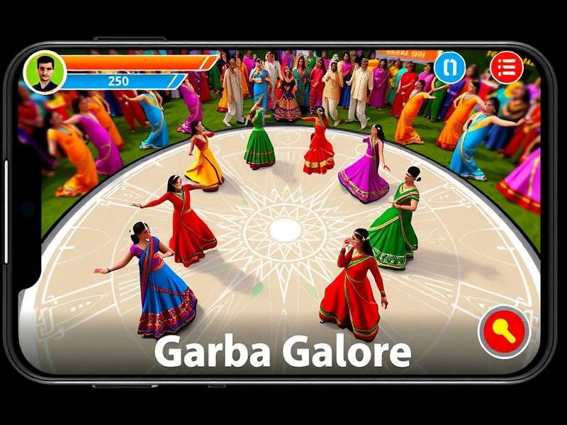 Traditional Garba dancers in colorful attire