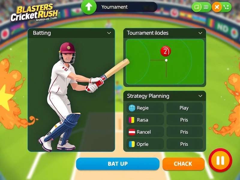 Blasters Cricket Rush gameplay screenshot showing batting interface