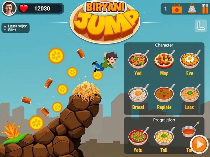 Madhya Pradesh Biryani Jump character selection screen with various avatars