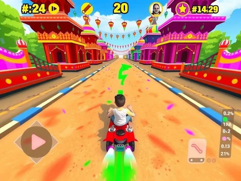 Energetic Holi Race cultural elements showing traditional Indian designs