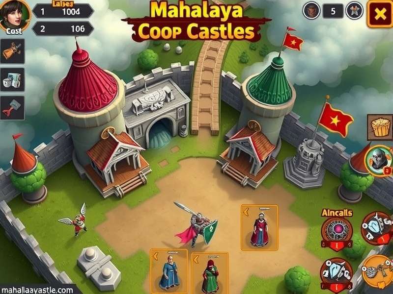Mahalaya Coop Castle Siege gameplay screenshot showing castle defense