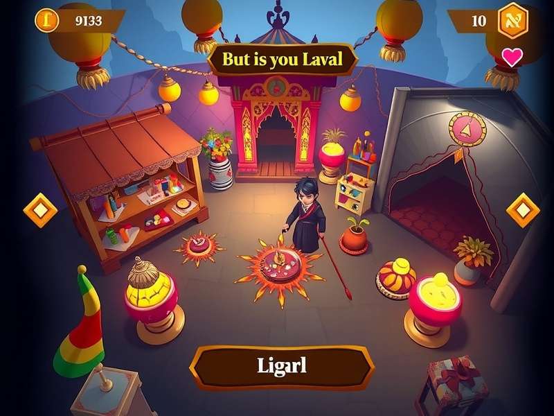 Durga Puja Adventure Quest visual design showcasing festival decorations