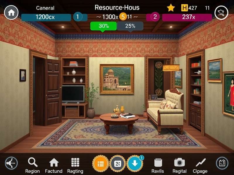 Resource management interface in Heritage Home Makeover game