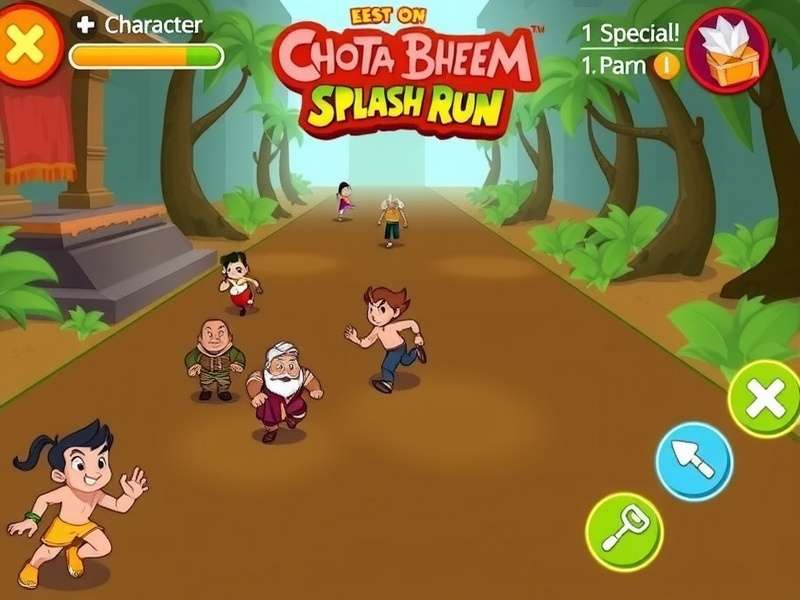 Chhota Bheem Splash Run character selection screen showing multiple playable characters