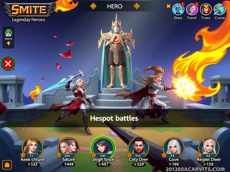 Smite Legendary Heroes gameplay screenshot showing epic battle