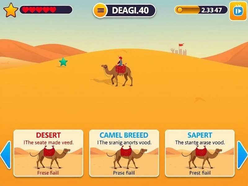 Camel Speed King gameplay screenshot showing desert racing