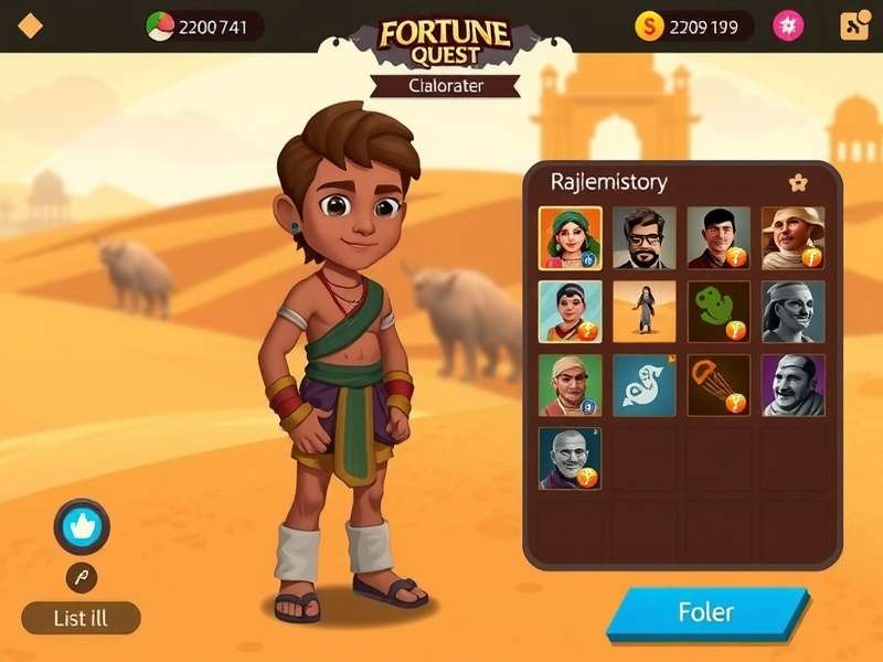 Fortune Quest India character customization and inventory screen