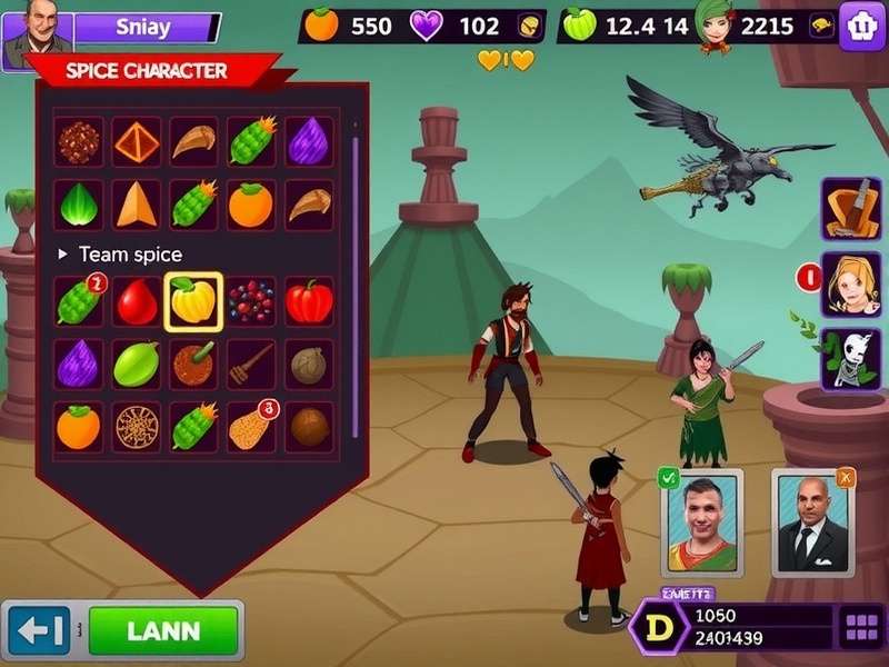 Garam Masala Fury gameplay screenshot showing spice collection and character battles