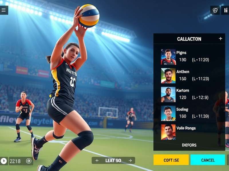 Volley Glory Champion character customization screen showing diverse options