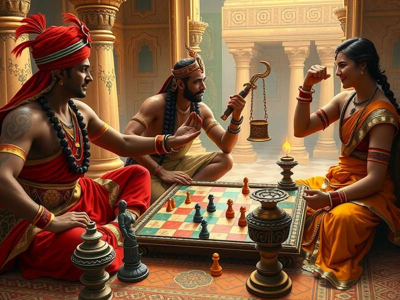 Historical depiction of Indian royalty playing Shakuni S Epic Gambit
