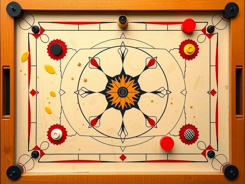 Advanced Carrom Duel Dominator strategy diagram showing queen positioning