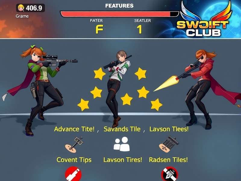 Swift Shooters Club feature showcase displaying multiple game modes