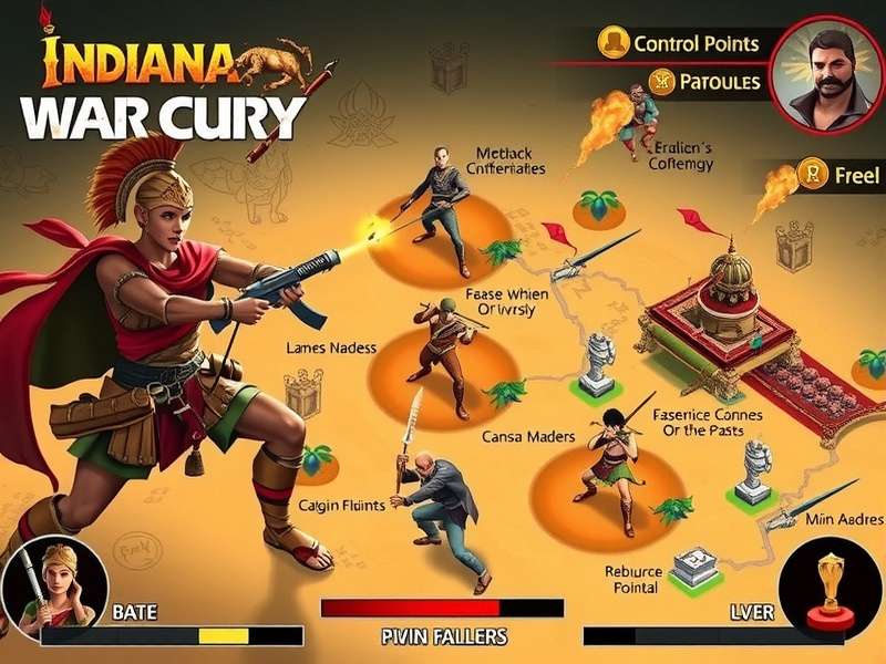 Indian War Cry Fury strategic map showing control points and resource locations