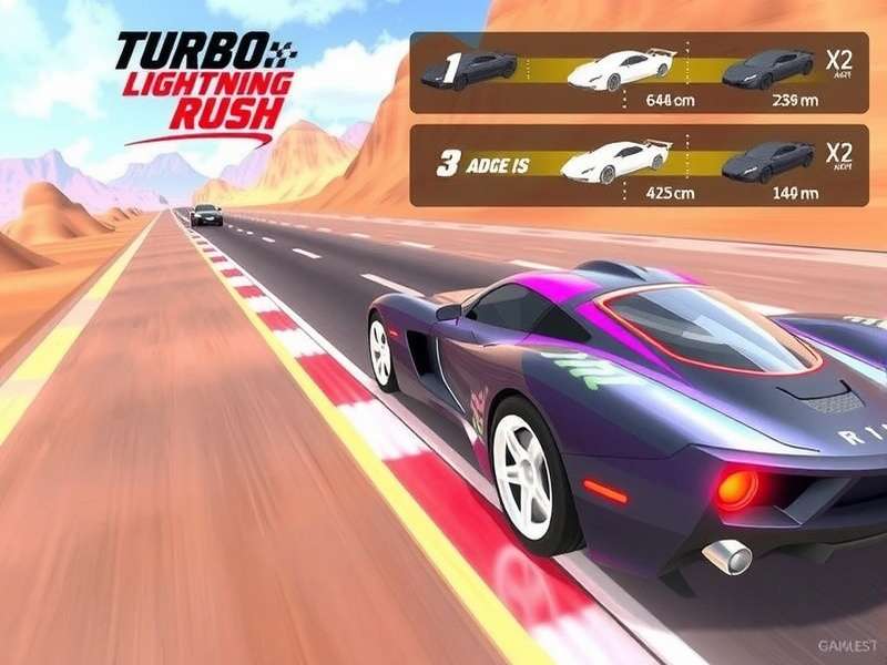 Turbo Lightning Rush gameplay screenshot showing high-speed racing action