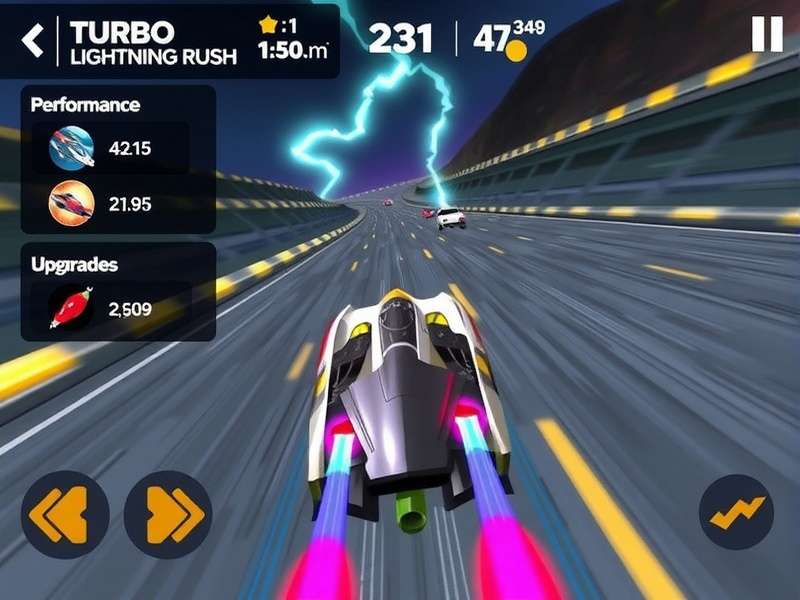 Turbo Lightning Rush vehicle customization interface showing performance upgrades
