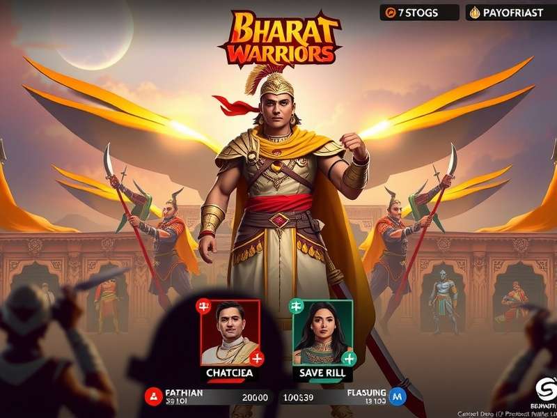 Bharat Warriors character selection screen showing diverse Indian warriors