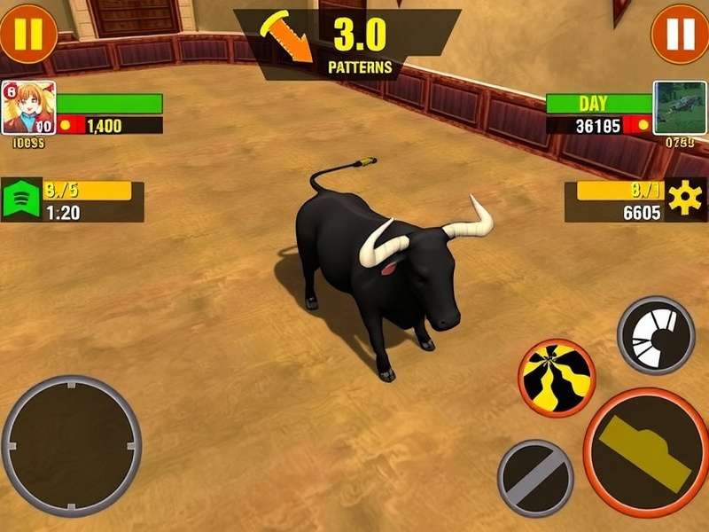 Royal Bull Rider gameplay screenshot showing bull riding action