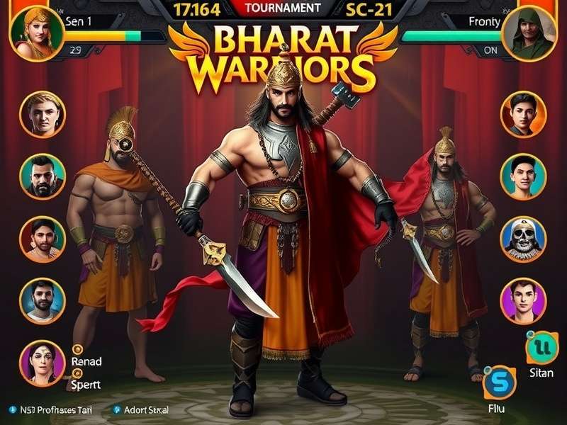 Bharat Warriors gameplay screenshot showing character in traditional Indian armor