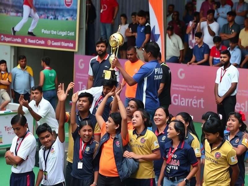 Koramangala Champion League award ceremony with winning team celebration