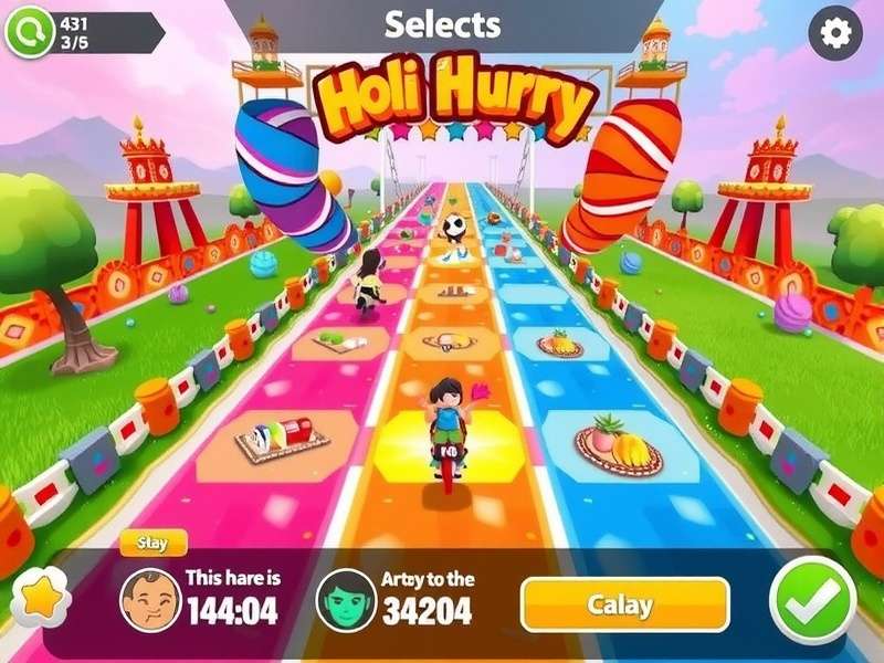 Holi Hurry character selection screen with diverse avatars
