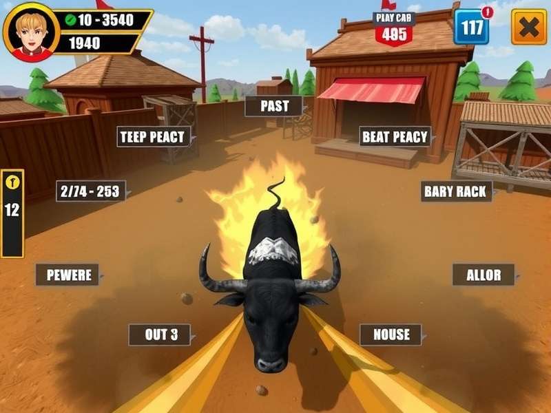 Royal Bull Rider control interface and progression system