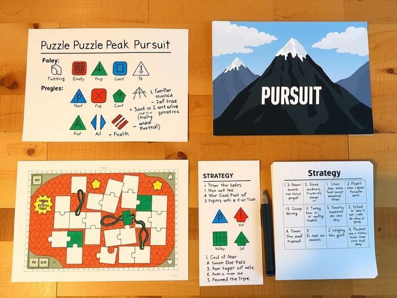 Puzzle Peak Pursuit gameplay showing multiple puzzle types and the mountain progression map