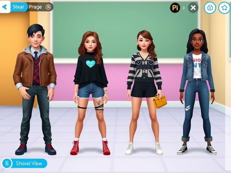 Avakin School Life customization options showing various outfits