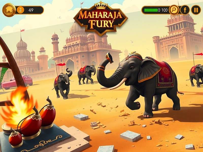 Maharaja S Fury battle scene with war elephants