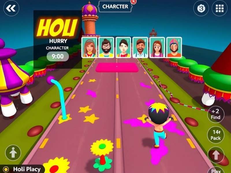 Holi Hurry visual design showing vibrant colors and festival decorations