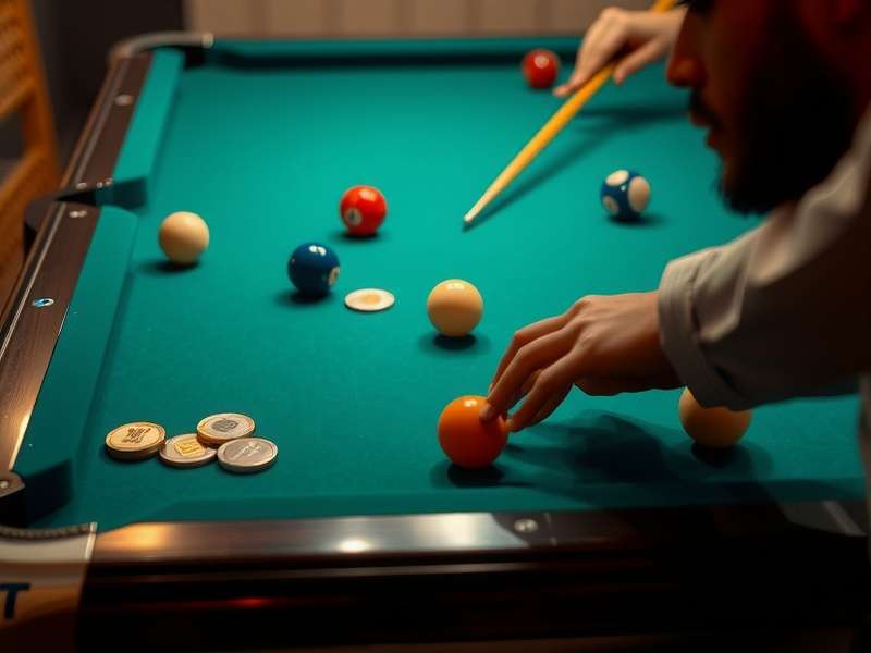 Professional Desi Billiards Master player demonstrating advanced technique