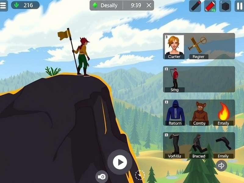 Hillside Havoc gameplay screenshot showing character on mountain