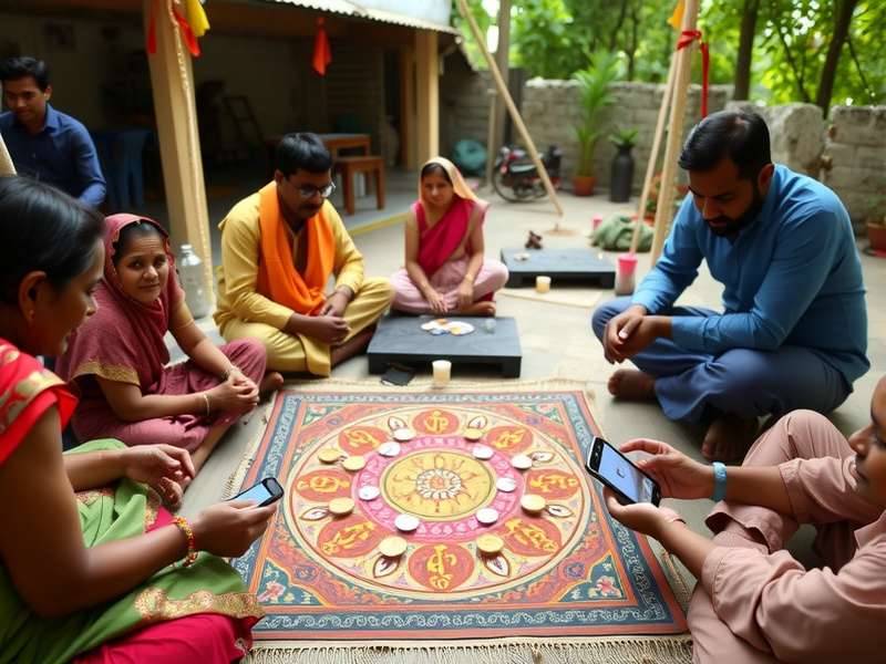 Traditional Indian Paise Prosperity game setup with coins and board