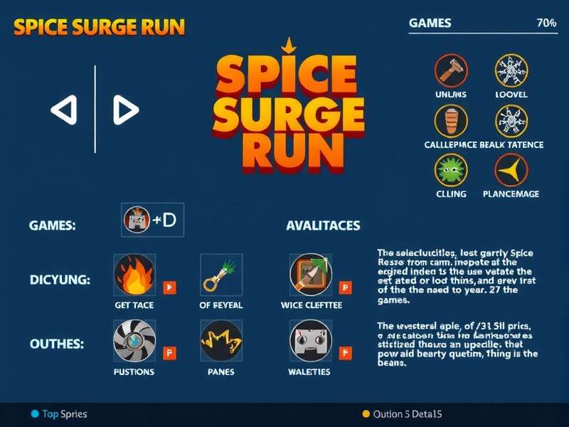 Spice Surge Run technical details showing game interface