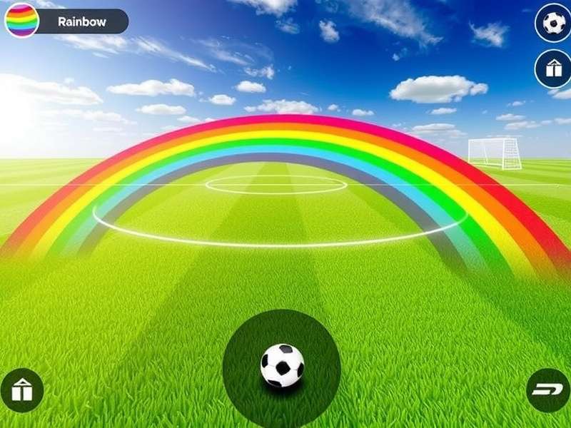 Football player executing a rainbow flick over a defender