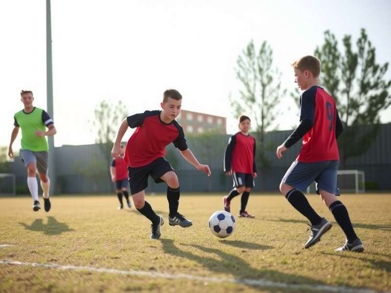 Young football player practicing dribbling skills on a field in India