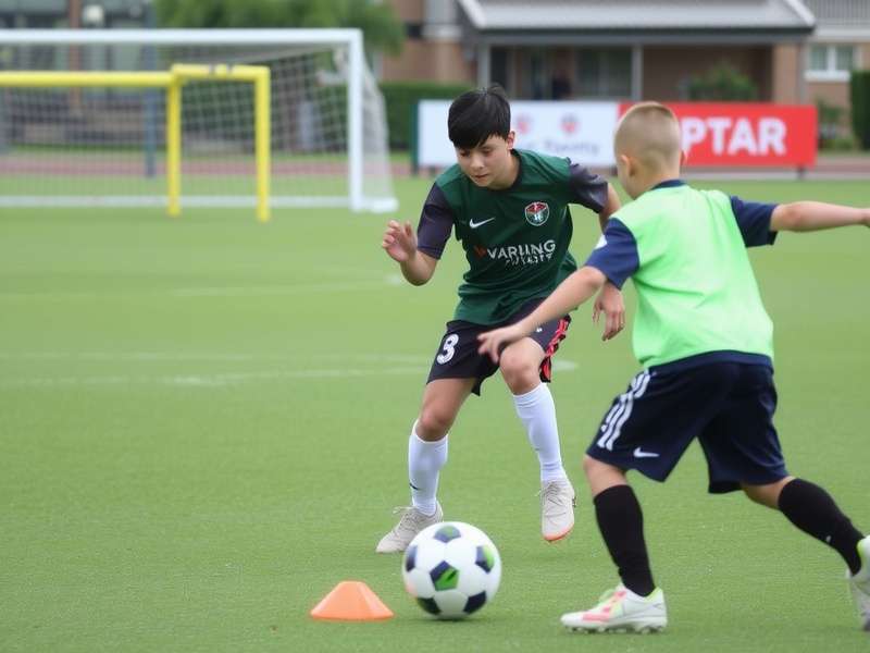Young soccer players training in India