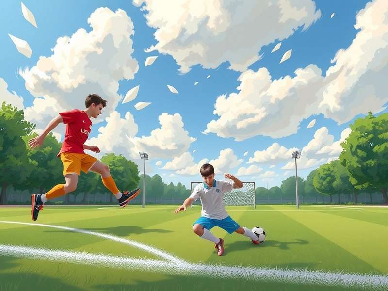 Football player taking a powerful shot on goal during a match