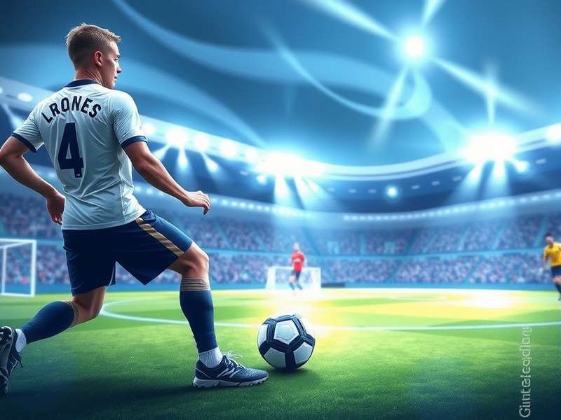 Football player taking a powerful shot on goal during a match