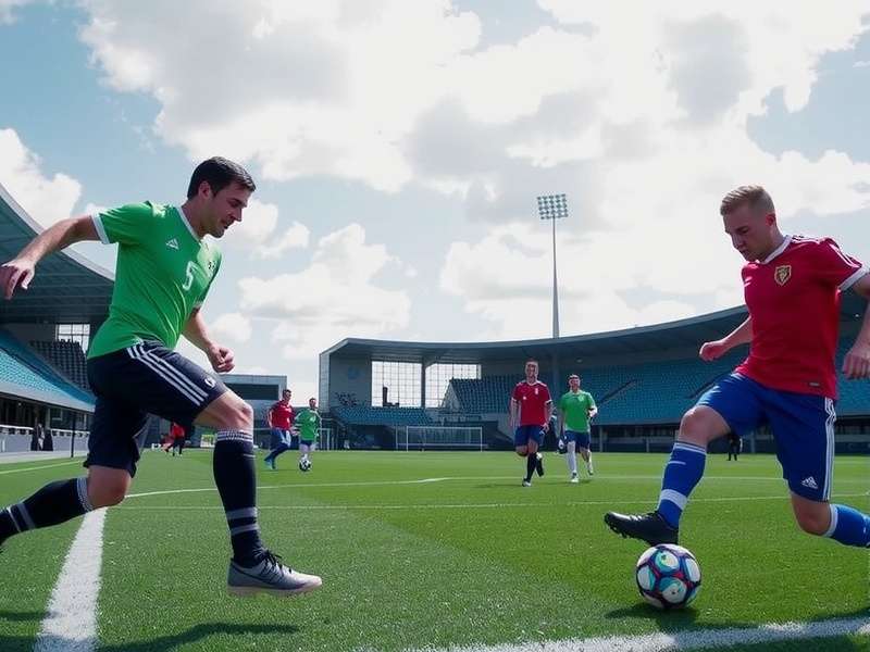 Football player executing a nutmeg move during a match