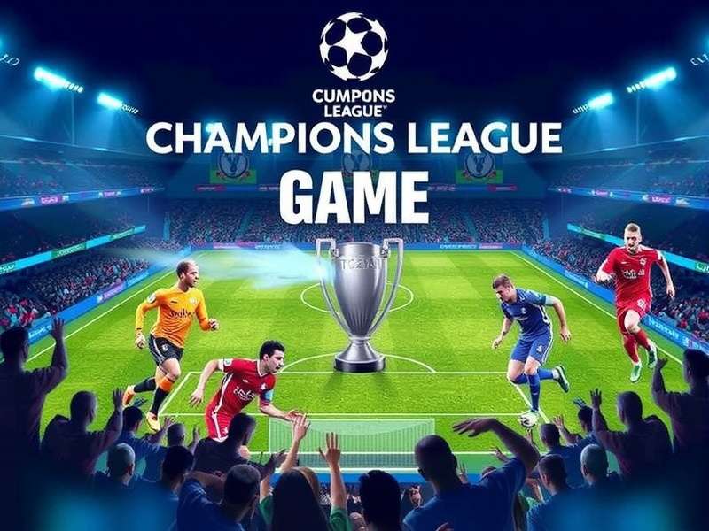 Champions League player executing a precise long pass during a night match