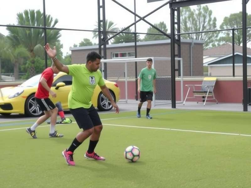 Soccer skills coach training young players on a football ground in India