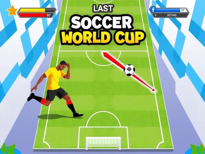 Soccer Skills World Cup Unblocked gameplay action shot showing dribbling and goal scoring